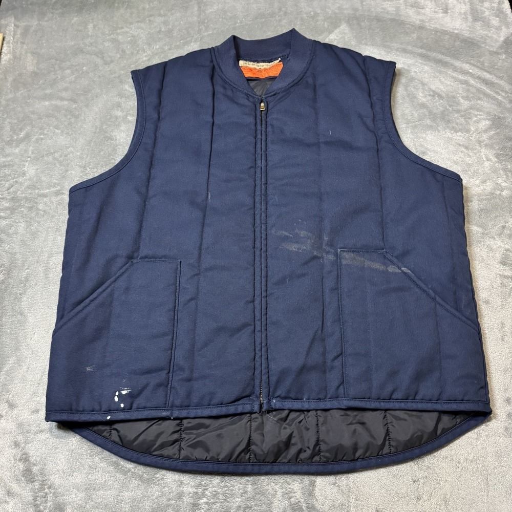 VTG 80s Red Kap Work Vest Men's‎ XL Quilted Utility Talon Zipper Grunge Outdoor